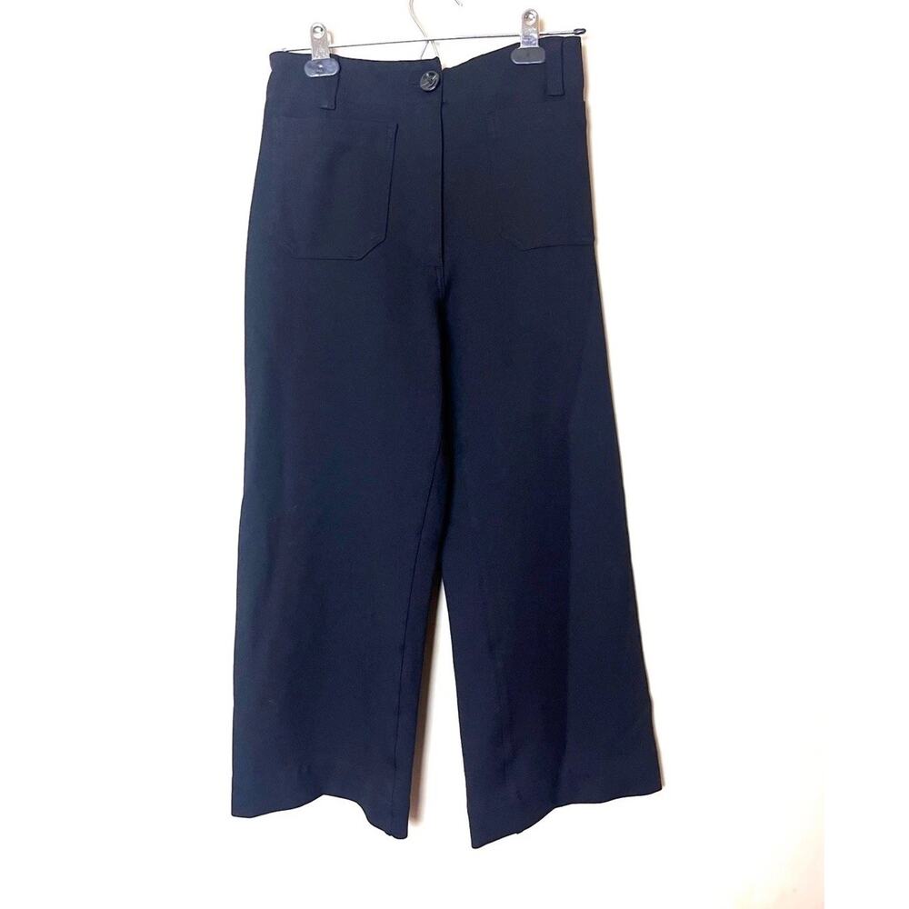 Quince Ultra Stretch Wide Leg Cropped Ponte Pants Sz 4 Black Office Casual - Picture 2 of 9
